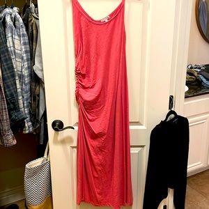 Anthropologie Sundry brand feathered cotton dress size 4 (large) melon color